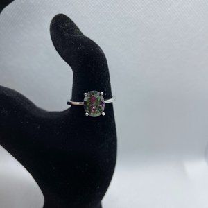 Stainless Steel Ring - Black/Holo Center Stone